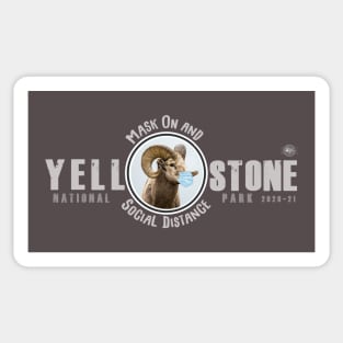 Yellowstone Bighorn Mask On & Social Distance - dark Sticker